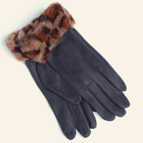 Grey Faux Suede Gloves